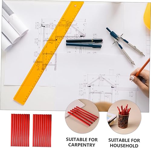 Miniatura 2 de Paquete de 100 lápices de carpintero, lápices planos de construcción para carpintería, lápices de marcado para proyectos de constructores