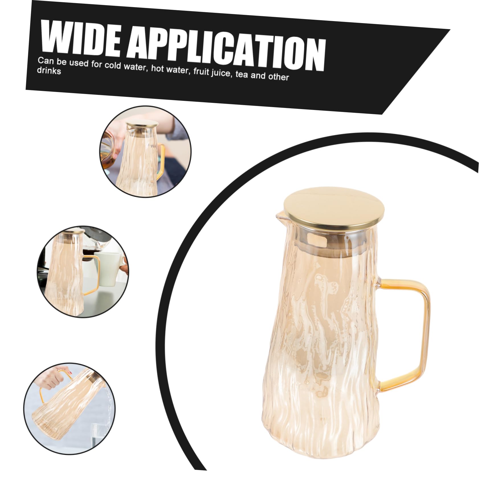 LIFKOME Jarra de Vidrio de 1.5l Infusor de Frutas para Botella de Agua, Diseño Grueso y Capacidad Grande, Color Dorado para Infusiones y Bebidas en Casa
