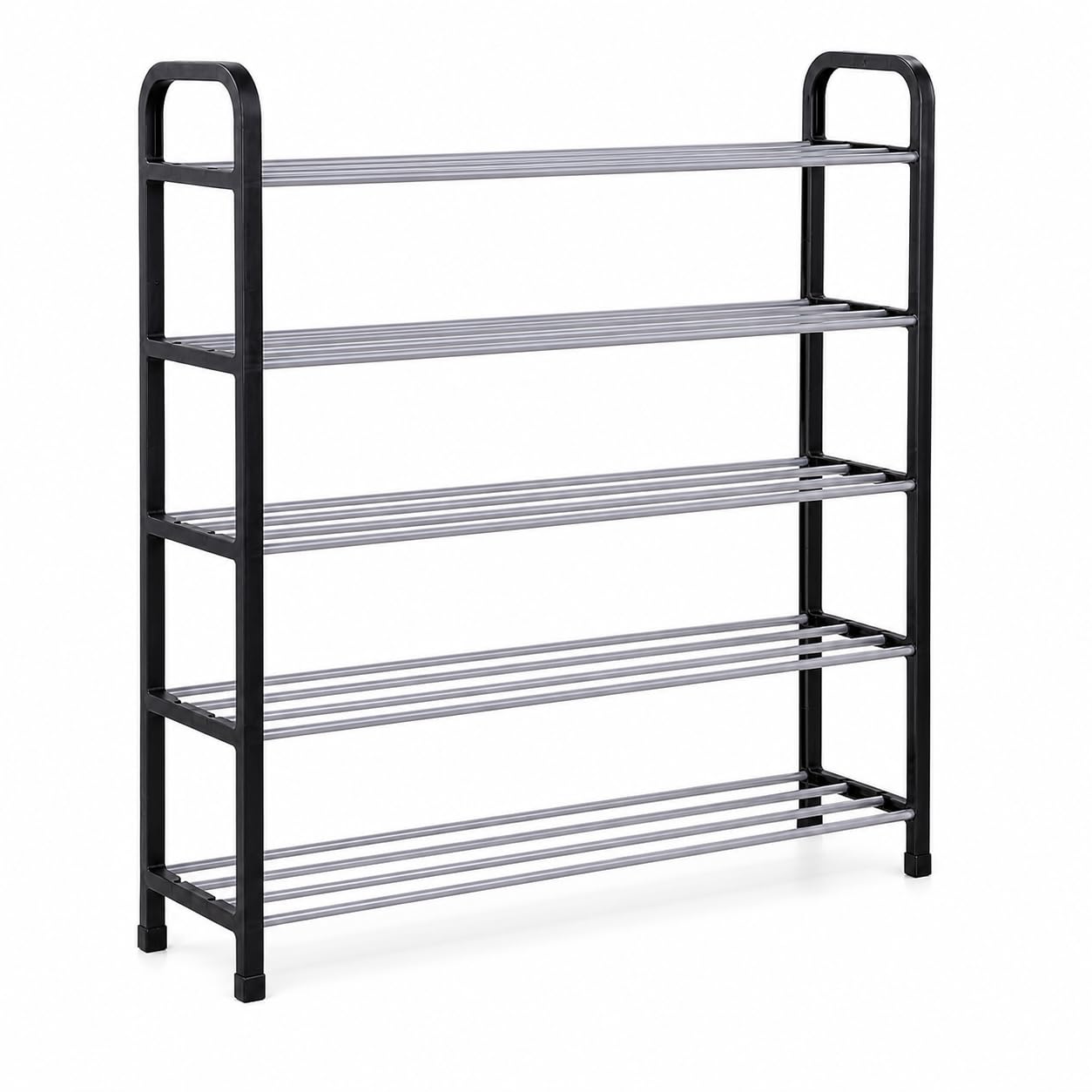 ACCURATE 5 Tier Shoe Rack Organiser, Heavy duty storage unit, Quick Assembly No Tools Required, Holds up to 15-20 pairs, 71CM (L) X 18CM (W) X 76CM (H) (BLACK)