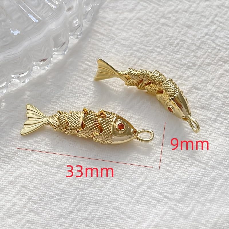 LIU JUN Movable 3D Articulated Fish Necklace, Gold Pave Fish Pisces Sea Lover Lucky Fish Pendant Necklaces For Women Men Summer Beach Trendy Jewelry Gifts4