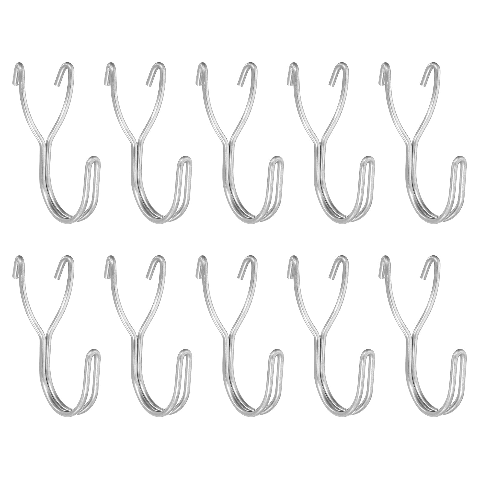 sourcing map 10Pcs Pegboard Hooks, Stainless Steel 1 Inch Spacing Peg Board Display Hook Metal Hanging Organizer Accessories for Garage Office Kitchen Store, Silver