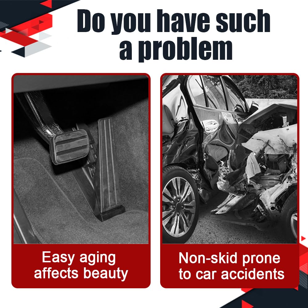 2PCS Non-Slip Car Pedal Covers, Premium Aluminum Alloy Gas and Brake Pedals Covers for Safe Driving, Automatic Transmission Pedal Covers Replacement Kit, Universal Car Accessories for Most Car