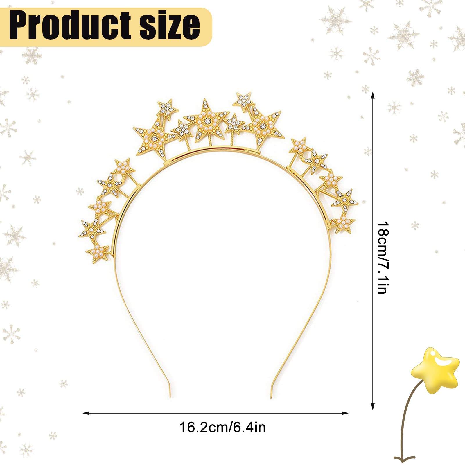 Gold Star Halo Headband Alloy Rhinestones Bridal Wedding Party Accessory Amazon.com : Aswewamt 2 Pcs Gold Rhinestone Alloy Five  main image 3
