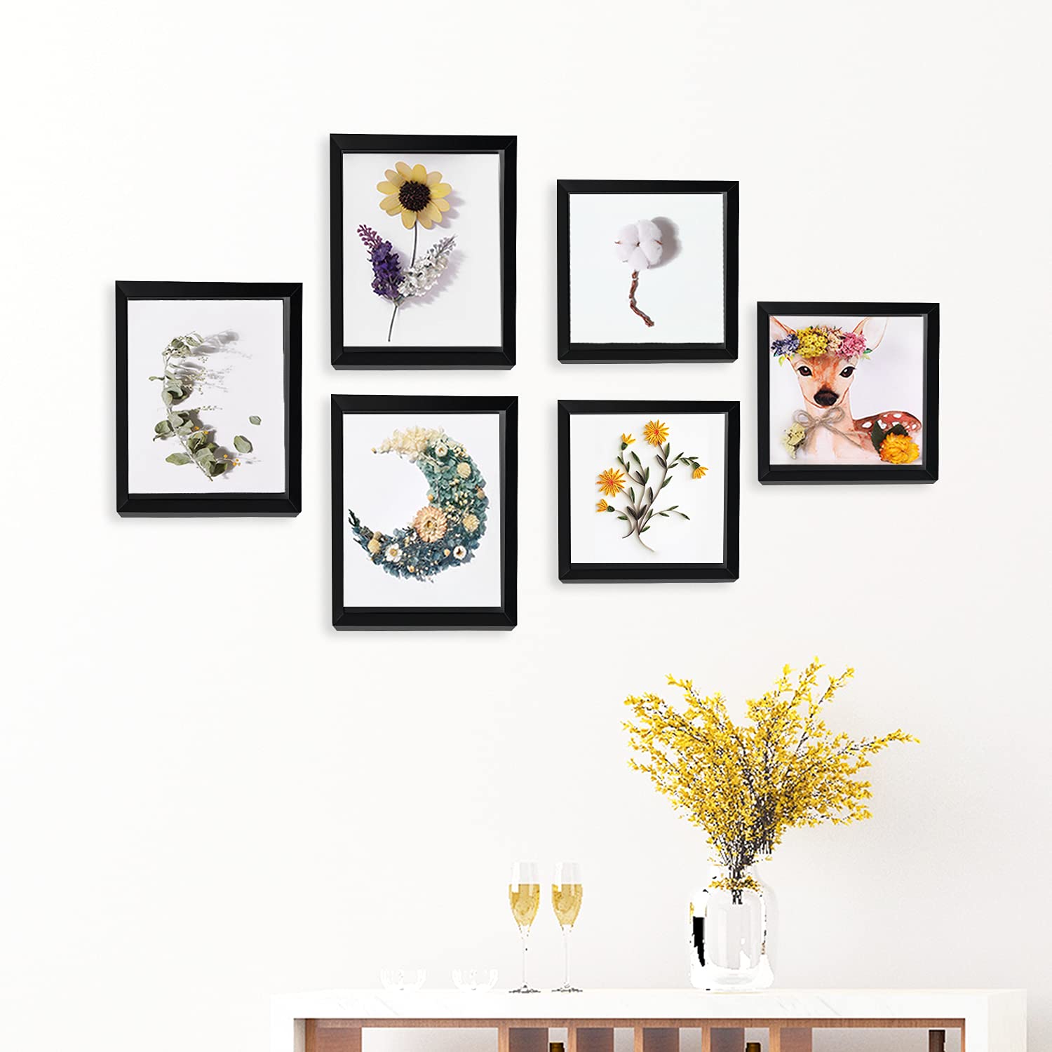 3D-schaduwlijst, 13 x 18 cm, doos, diepe houten fotolijst, vierkante fotolijst, staand of aan muur, voor bloemen, medailles en knutselwerken