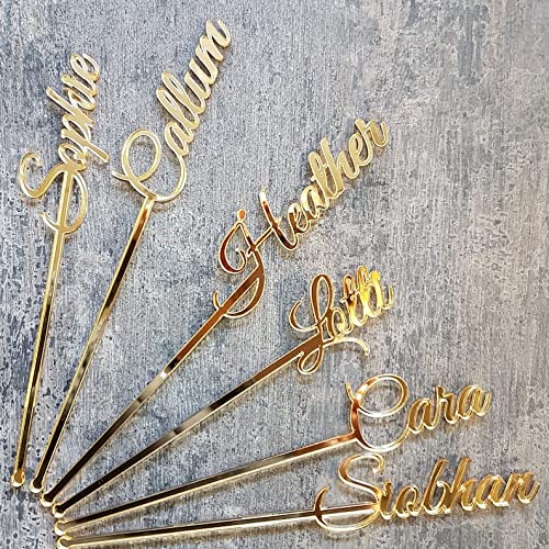 Custom Place Tag Card, Retro Wedding Favours,Party Decor,Set of 1, GOLD MIRROR Drink Party GOLD mirror custom names