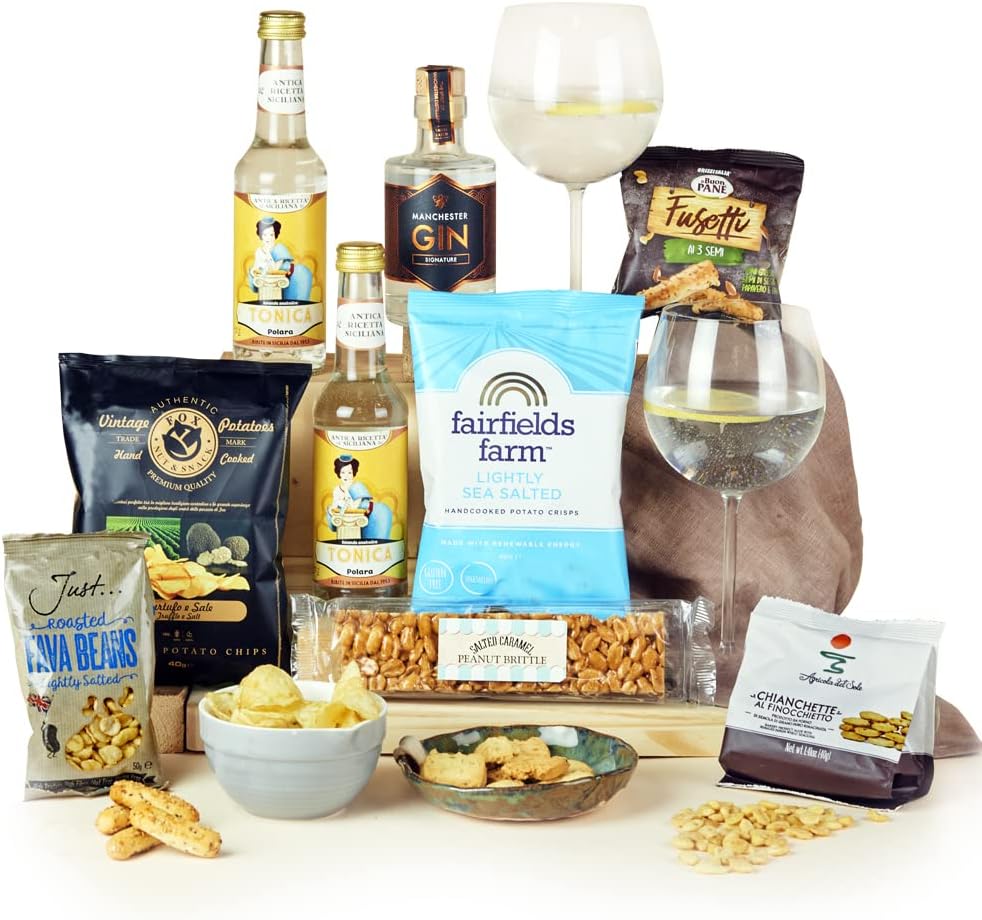 Gin O'Clock Hamper Gift Box of Manchester Gin and Nibbles