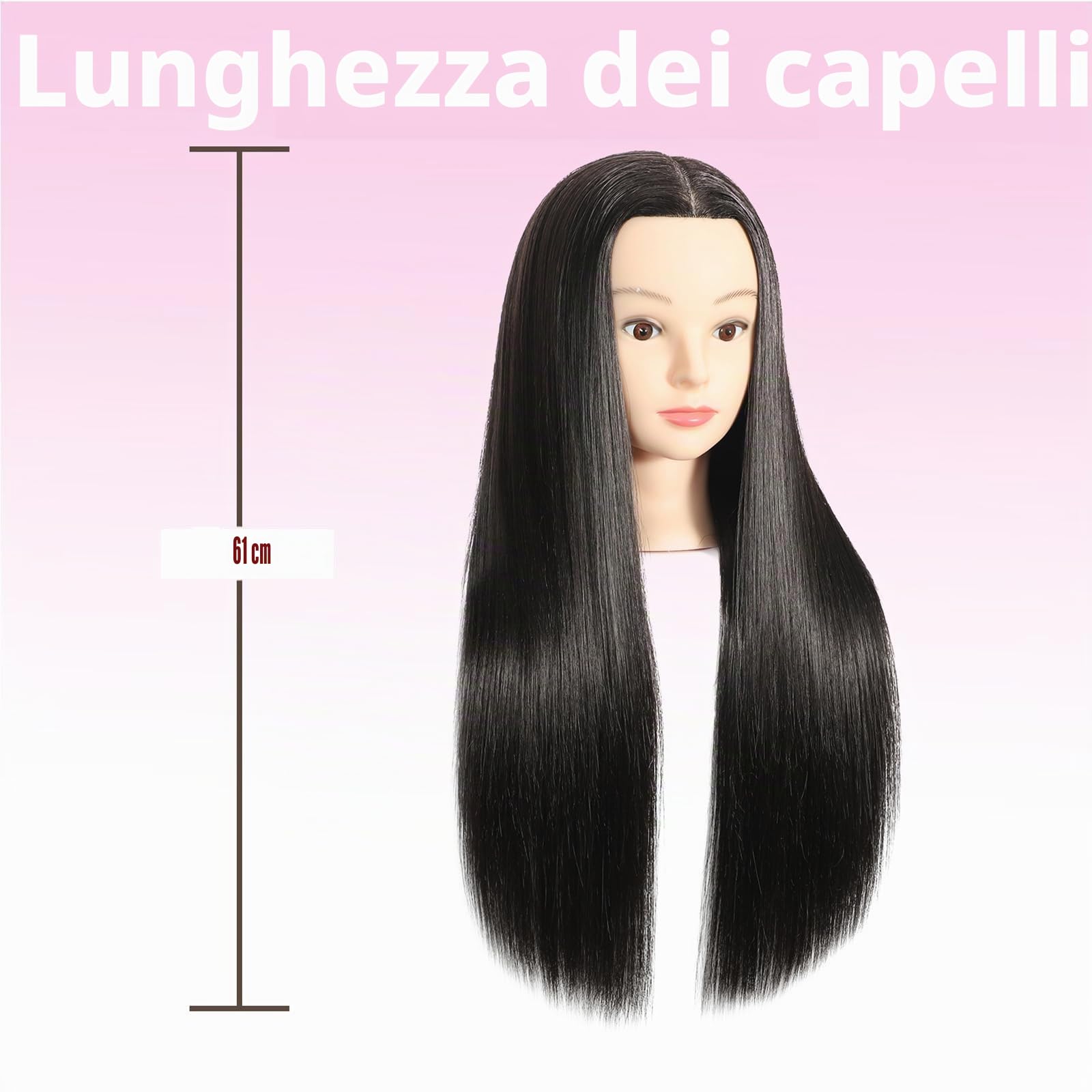 Testa di manichino 30% capelli veri 45-50 cm Testa per formazione Cosmetologia Testa di manichino Testa per esercitazioni per parrucchieri con morsetto da tavolo gratuito