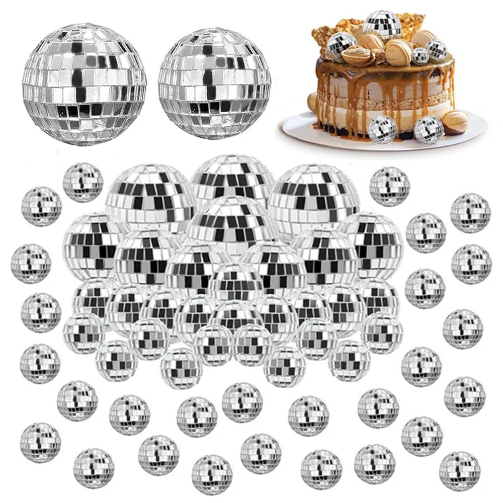 Mirror Disco Ball, Wanfoou 60 Pcs Disco Ball Decoration Hanging, Bar Party, Stage Props, Home Decorations, Christmas Party Favor and Supplies(2/3/4/5cm)