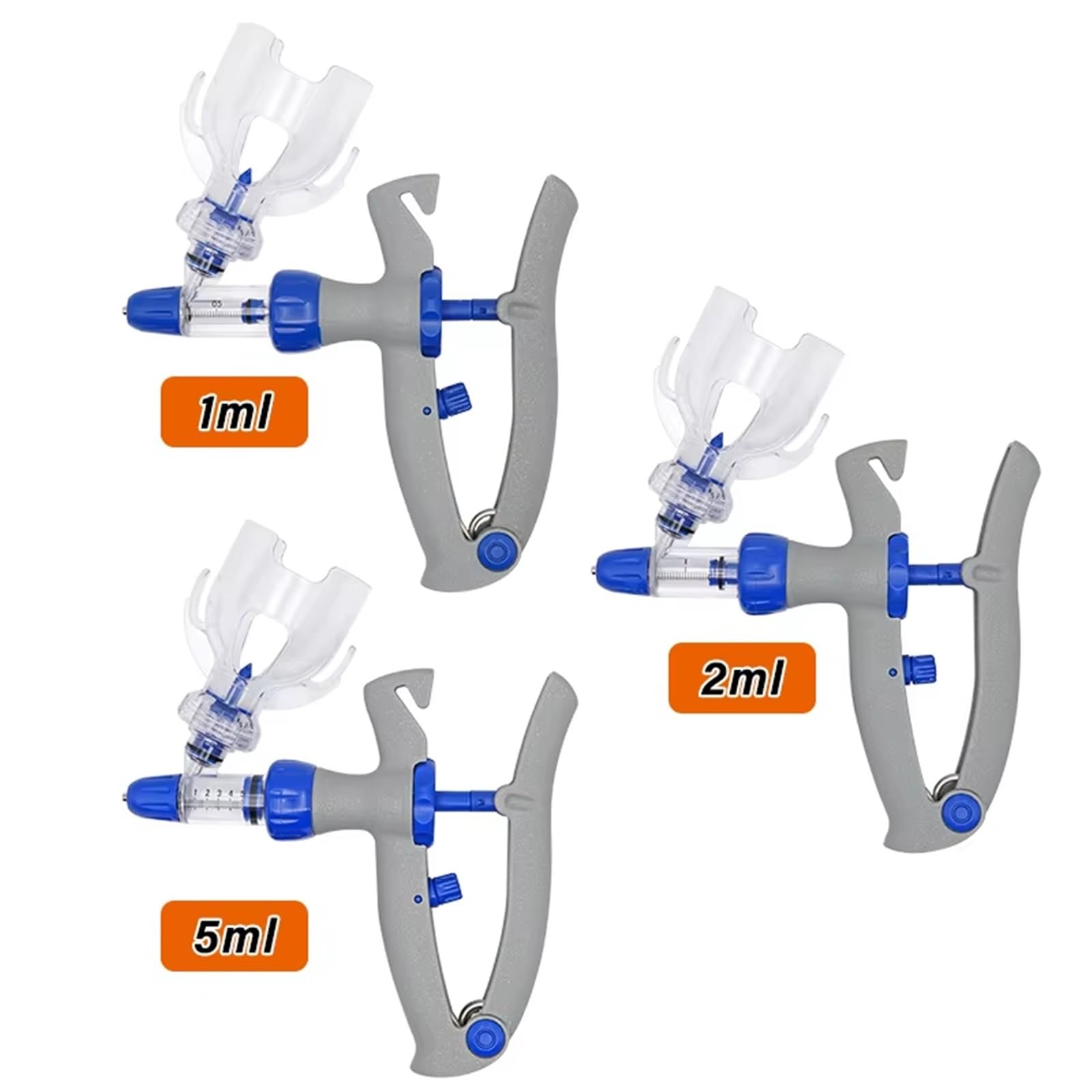 Modificabile per Pollame Bovini Pecore 1/2/5ml Siringa Automatica Continua Animale Iniettore di Pollo Pollame Durevole Vaccino 10 Aghi Veterinari(5ML,16x38)