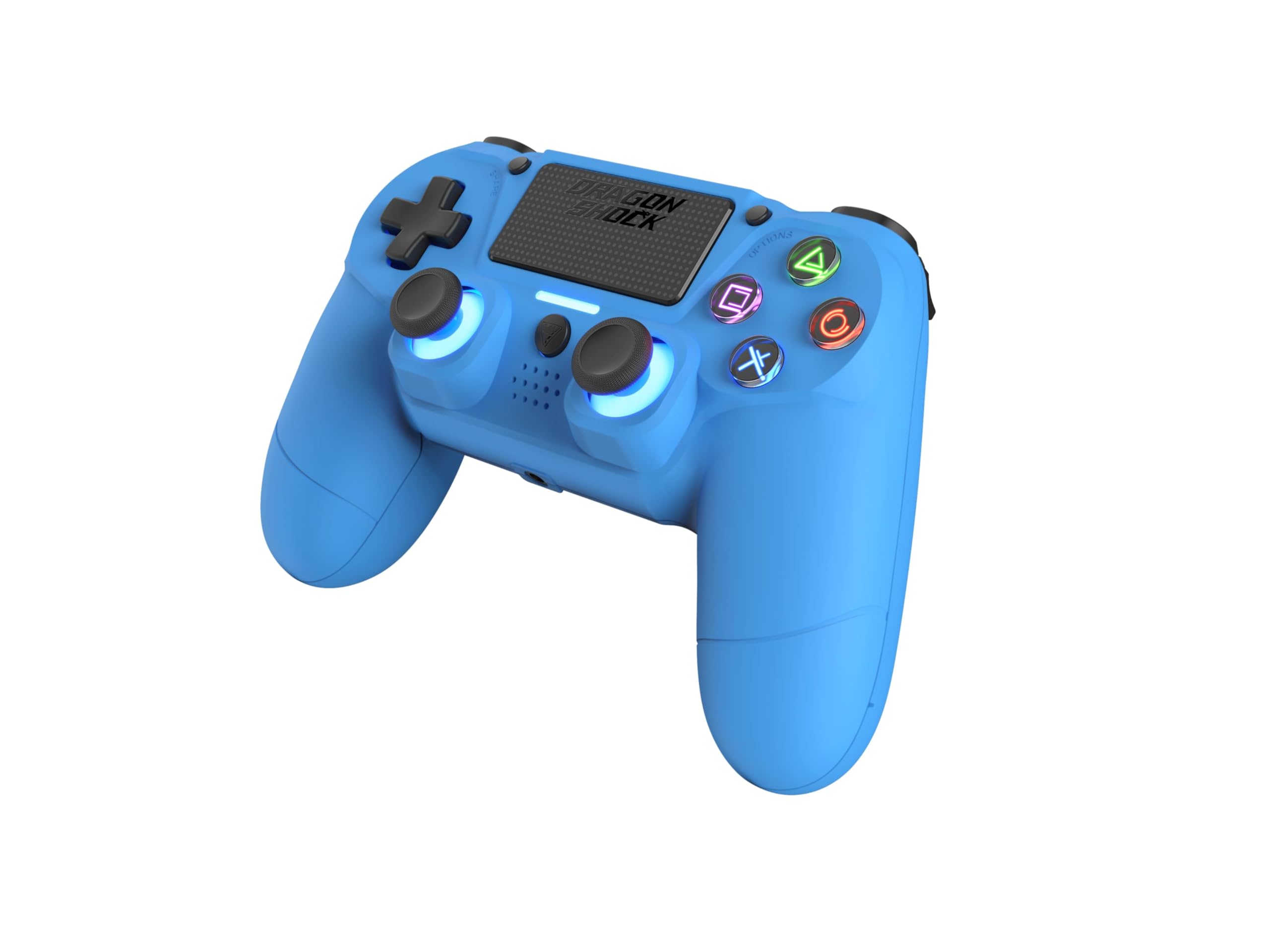 DragonShock Mizar Manette Sans Fil pour PS4 – Contrôleur Bluetooth Compatible PC & PS3 – Double Vibration, Batterie Rechargeable – Bleu