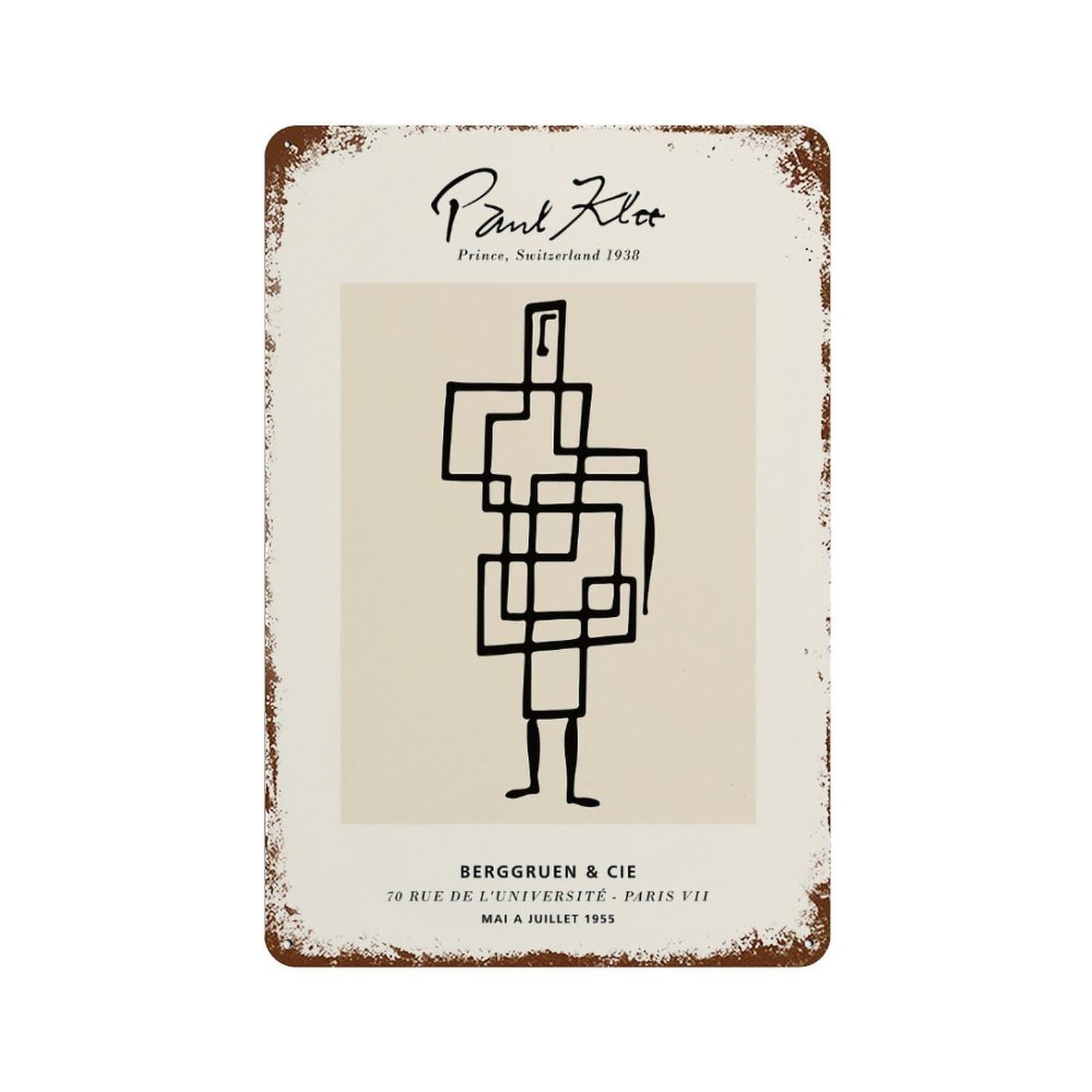 Paul Klee Prince Distressed Metal Wall Sign 11.8"x7.9", Ideal for Patio, Garden Room And Bar Decor