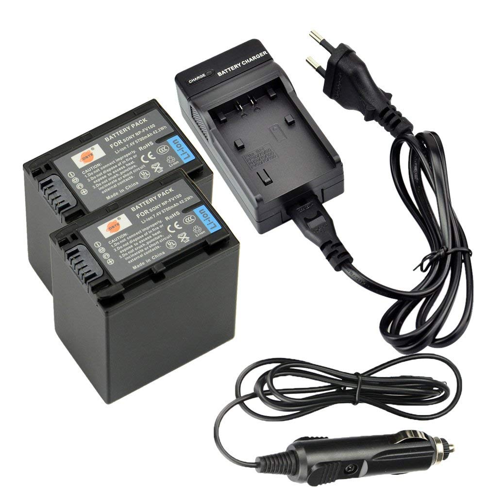 DSTE 2-Pack NP-FV100 Batterie et Chargeur pour Sony DCR-SR15 DCR-SR21 DCR-SR68 DCR-SR88 HDR-CX105