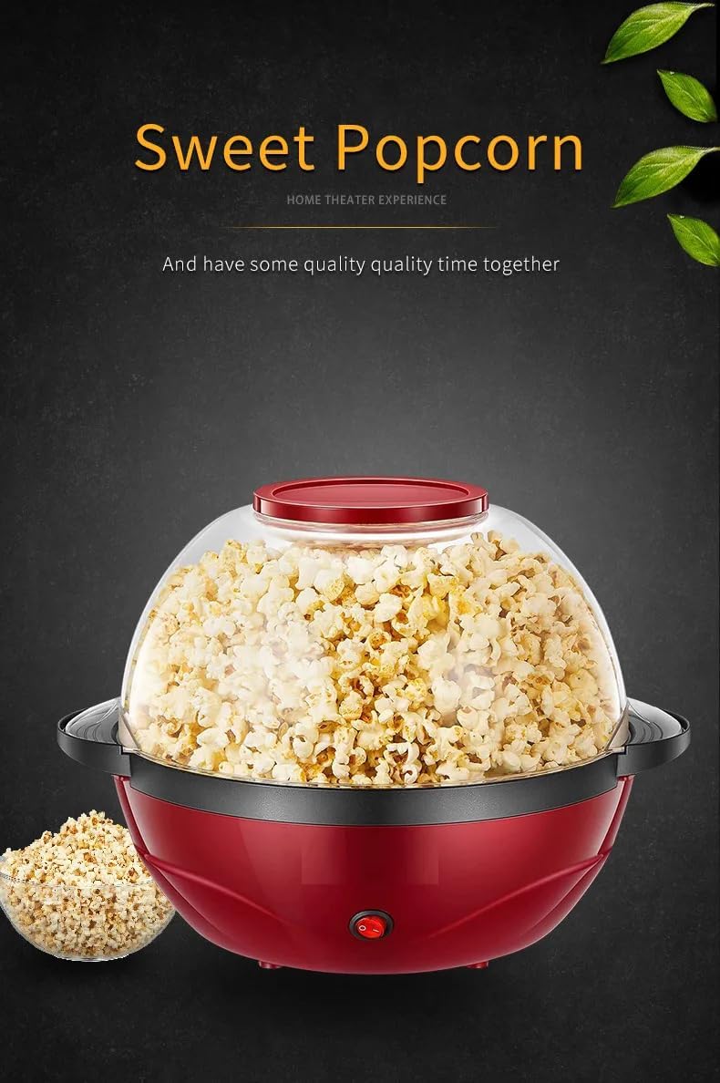 POXEFLIP Exclusive Stirring Popcorn Maker, Electric Hot Oil Popcorn Machine Popper with Large Lid, Automatic Stirring, Nonstick Heating Plate, Built-In Serving Bowl for Family Movie Nights & Parties 1