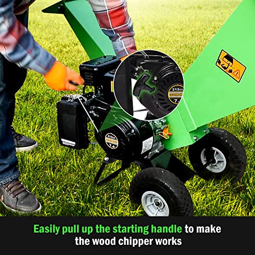Gardenbeaut Wood Chipper, Heavy Duty Wood Shredder Mulcher Gas Powered 7Hp Engine For 3" Inch Max Wood Diameter Capacity #TOP4