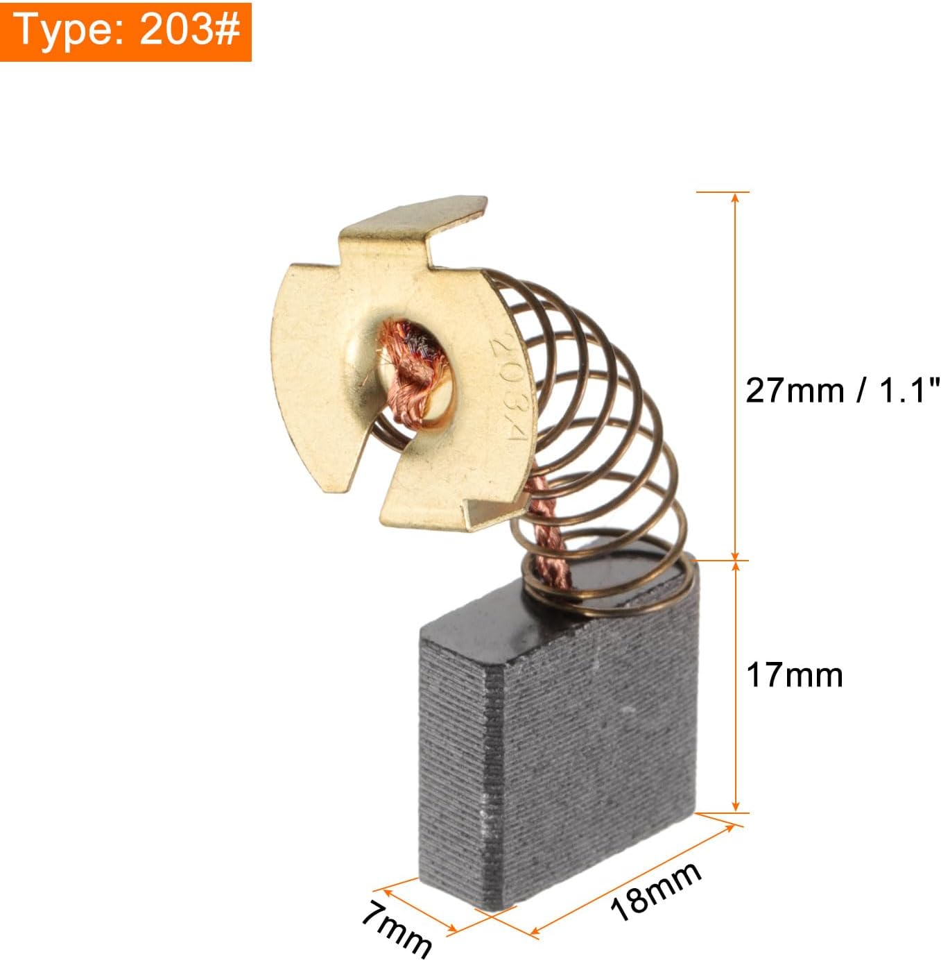 HARFINGTON 4pcs Carbon Brush 17mm x 18mm x 7mm Grinder Brush 203# Electric Motor Replacement Part Angle Grinder Cutting Machine Polisher Brushes for Repair Power Tools
