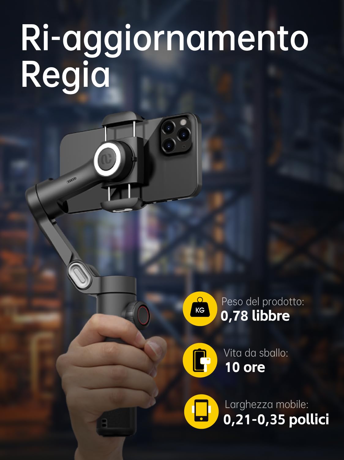 AOCHUAN Stabilizzatore gimbal del telefono 3-Axis Smartphone Gimbal pieghevole per iPhone Gimble con ruota di messa a fuoco TikTok YouTube Vlog Stabilizzatore per iPhone &Android-AOCHUAN Smart XE