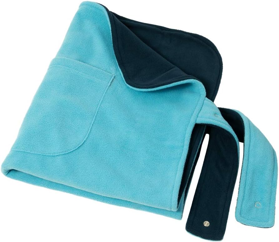 Silverts Disabled Elderly Needs Men’s & Women’s Adaptive Microfibre Polar Fleece Wheelchair Blanket - Reversible - Skyblue/Midnight