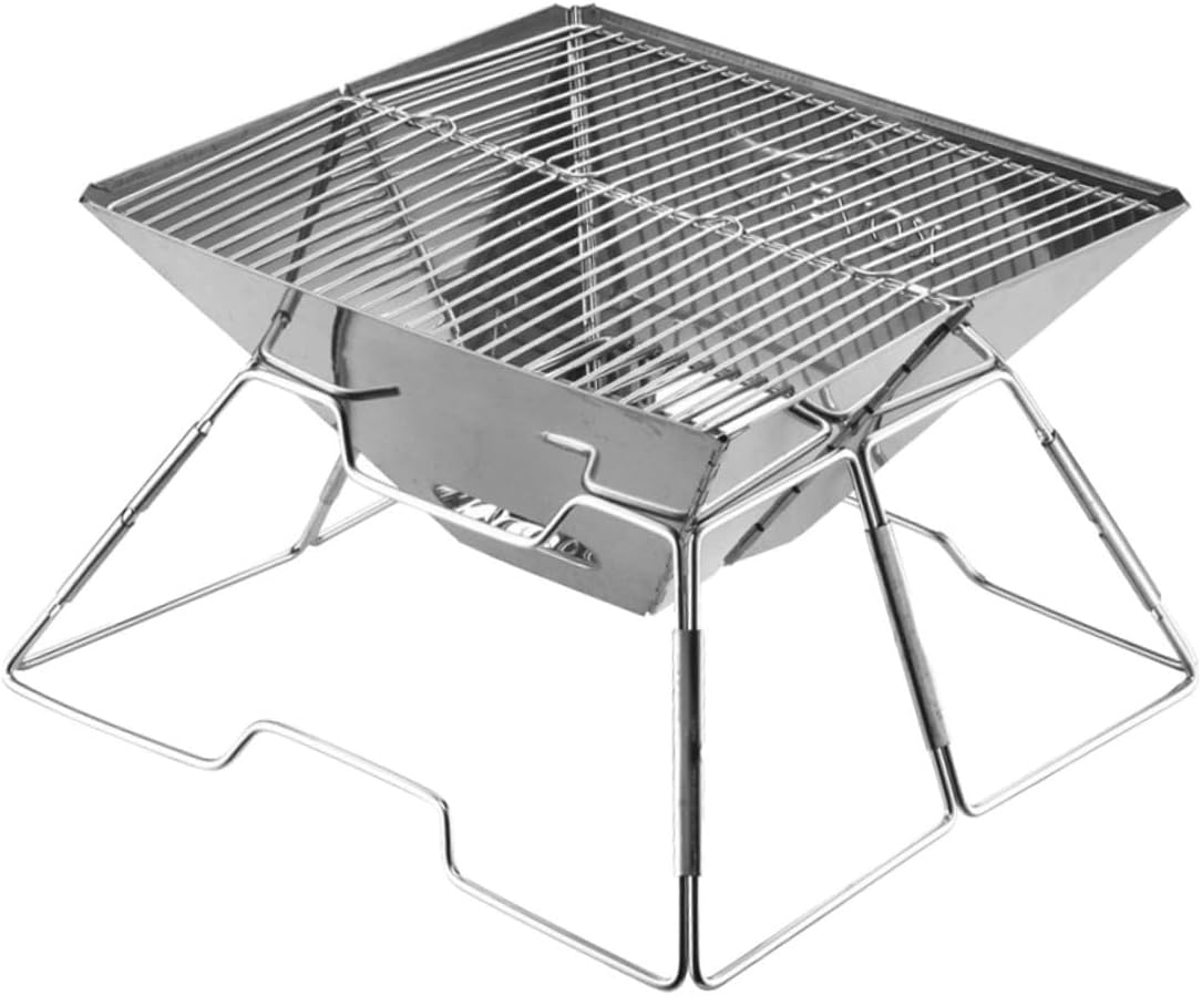 Healifty Portable Barbecue Grill Folding Professional Camping Grill Wear-resistant Outdoor Barbecue Rack Camping Accessory for Hiking and Travel