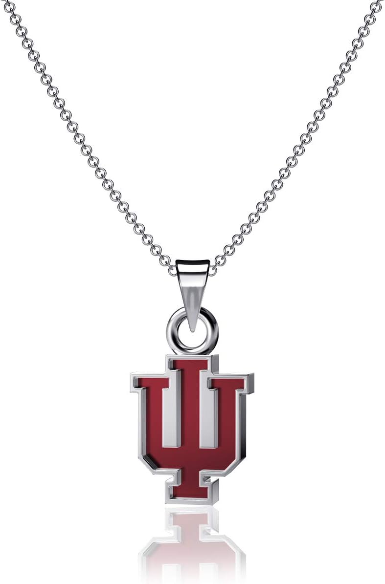 Dayna Designs Indiana Pendant Necklace - Platinum over 925 Solid Sterling Silver, 18 Inch Rope Chain, Officially Licensed Jewelry Gifts for Coaches Grads Alumni, NCAA Hoosiers Logo Charms