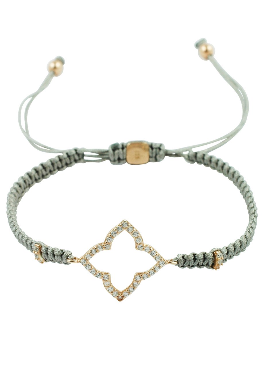 Vanessa's Joy Pulsera de mujer de plata 925 con macramé 'Oriental Flower' gris, pulsera de la amistad delicada y ajustable