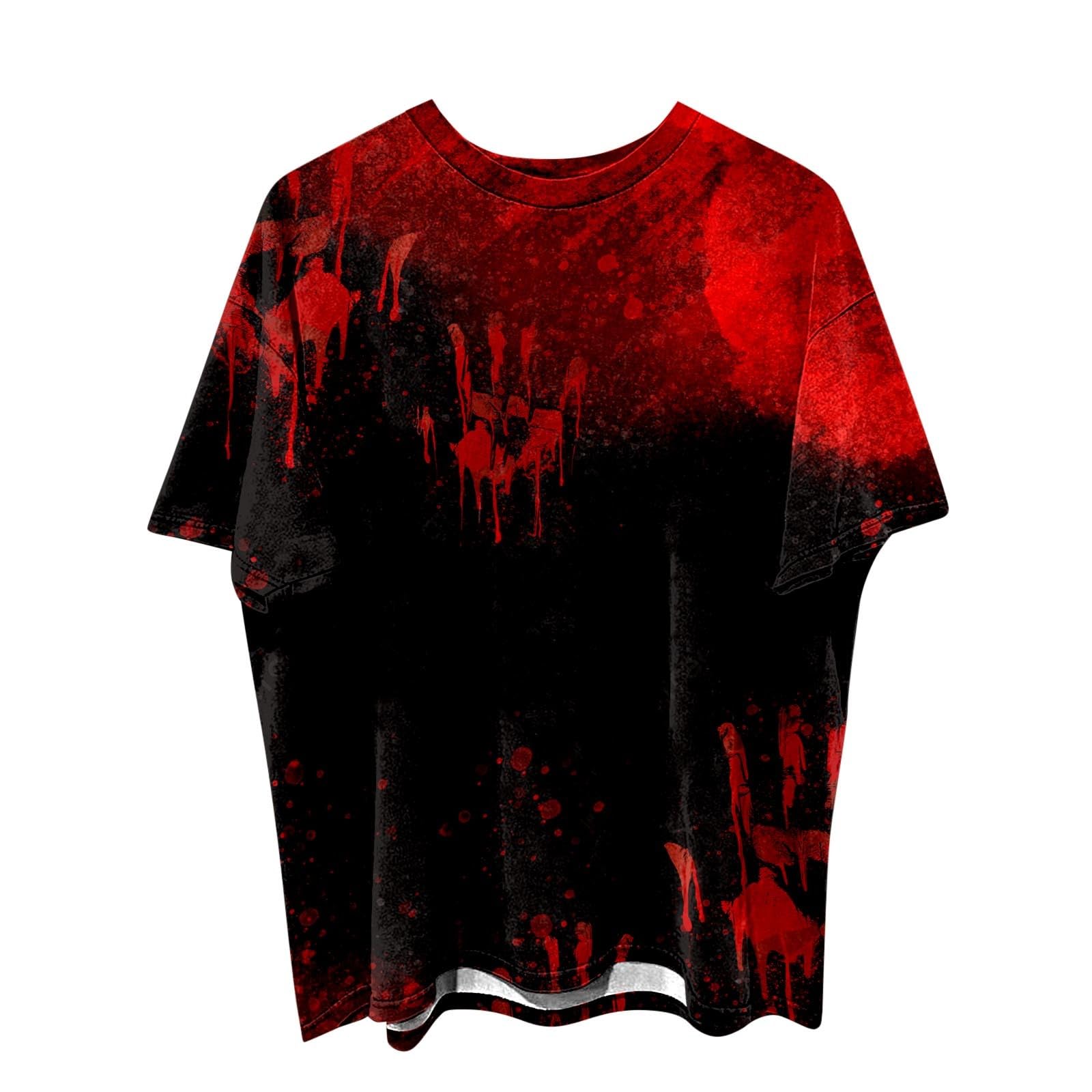 T-shirt Halloween Homme 'Problème Résolu' - Motif Sang, Col Rond, Coton/Polyester