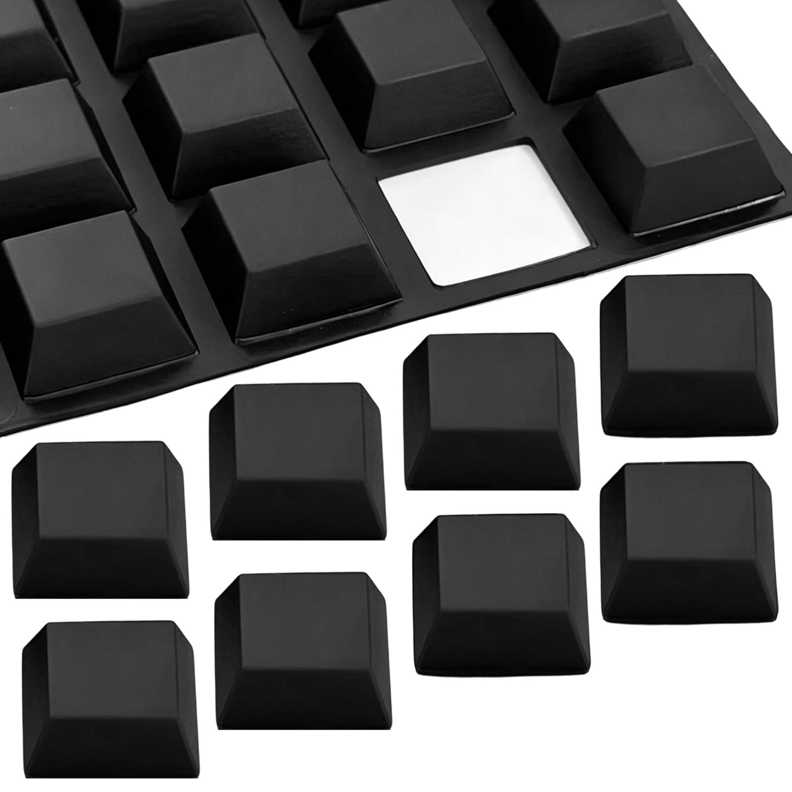 Lot de 20 pieds en caoutchouc autocollants noirs - 20 x 8 mm - En silicone - Anti-vibrations - Pour meubles, haut-parleurs, appareils électriques, base en caoutchouc antidérapante - Protection contre