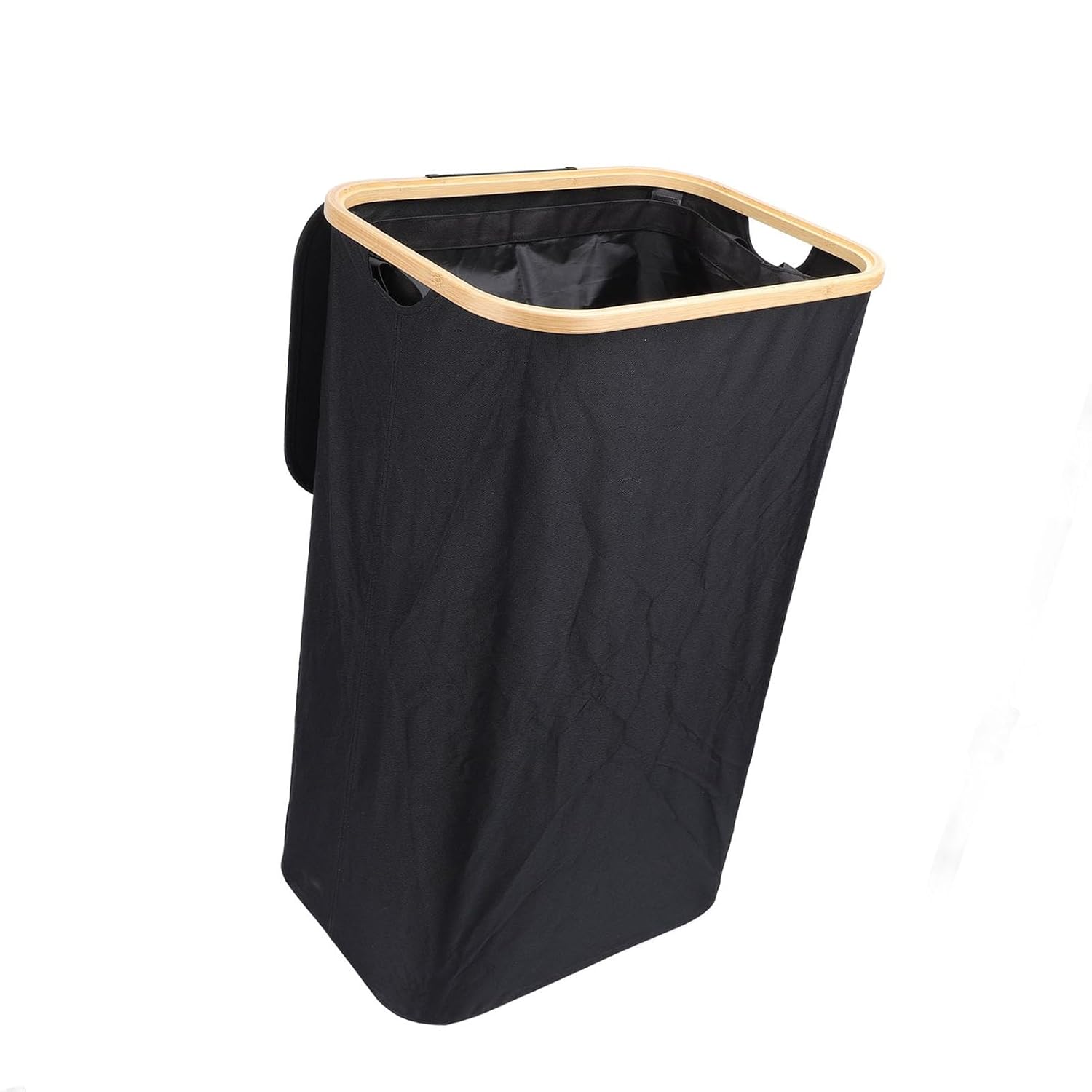 Yinhing Recycling Bin, Foldable Tall Narrow Oxford Cloth Bamboo Recycle Basket Bag with Removable Washable Inner Bag for Kitchen Home Office Indoors Outdoors (Black)