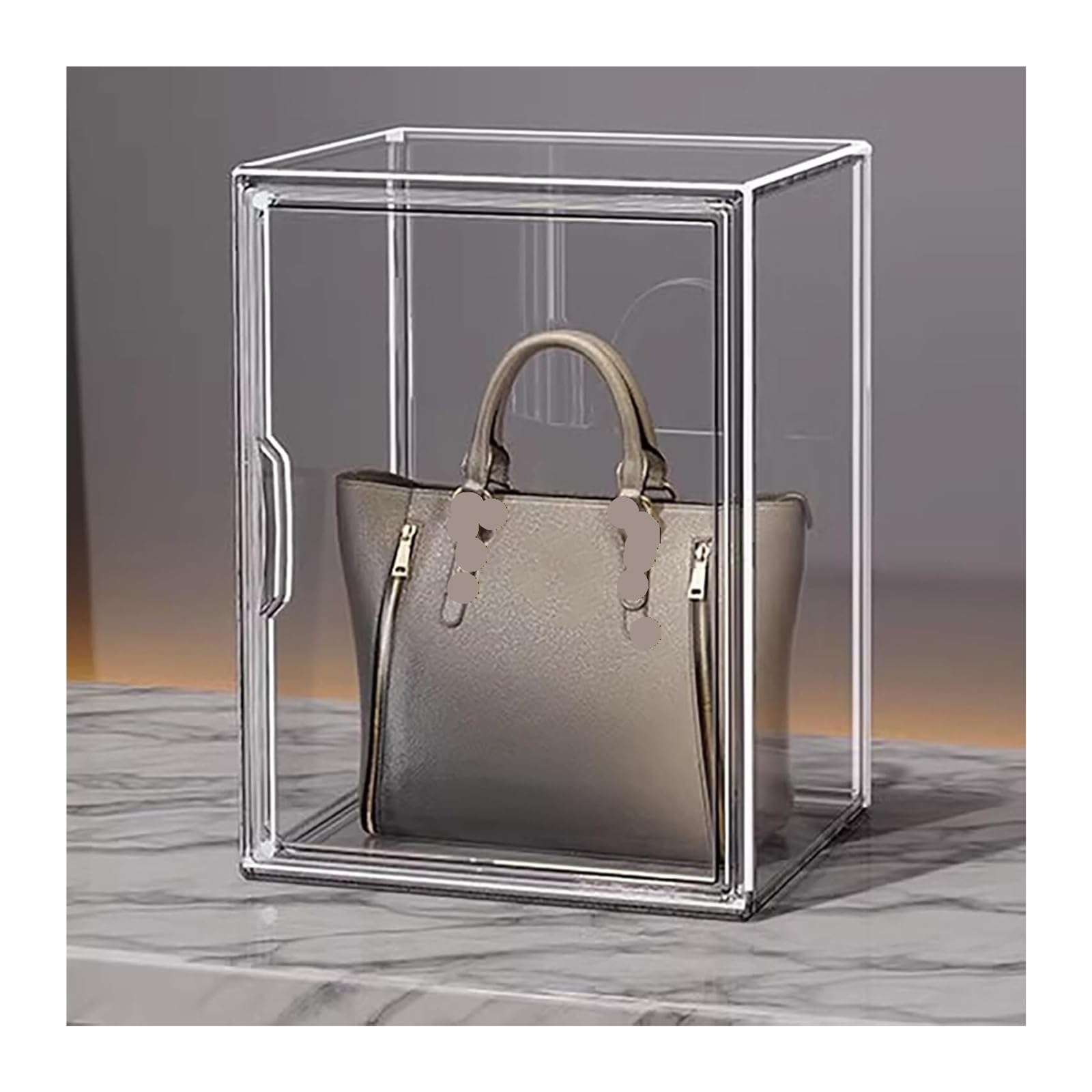 Clear Plastic Showcase, Acrylic Display Case With Magnetic Door Stackable Transparent Storage Bin