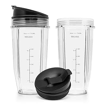 Ninja Blender Cups With Blade 2Pcs Replacement 18oz Blender Cup With Sip & Seal Lid Compatible With Nutri Ninja BL450 BL456 BL480 BL482 BL640 BL642 BL682 BN401 BN751 BN801 Foodi SS101 SS151
