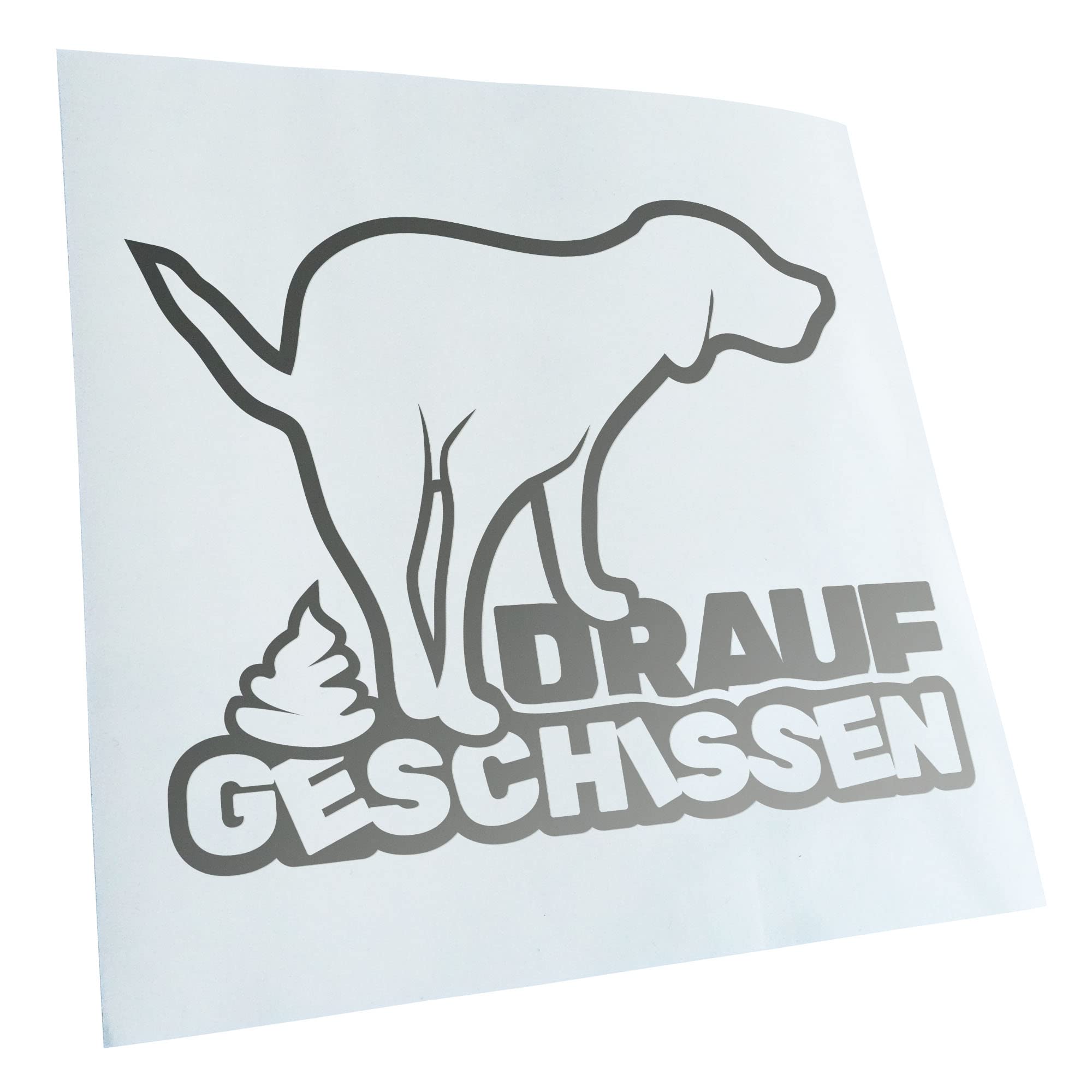 Kiwistar - Car Sticker - Silver - 50 x 40 cm Drauf geschissen - Scheiße - Kacke - Rear Window Car Sticker Weatherproof for Car Truck Moped Truck - Sticker Exterior Self-Adhesive Tuning Accessories for