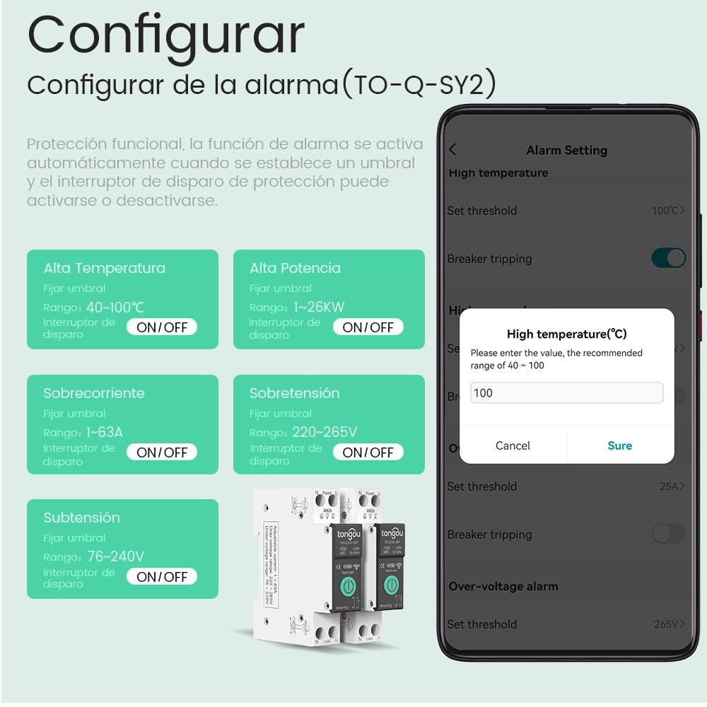 TONGOU SY2 JWT | WLAN Relé Inteligente Interruptor | Medición Potencia | Automatización Hogar | TUYA APP​ NO Hub Requerido | Control Inalámbrico Iluminación +Electrodomésticos