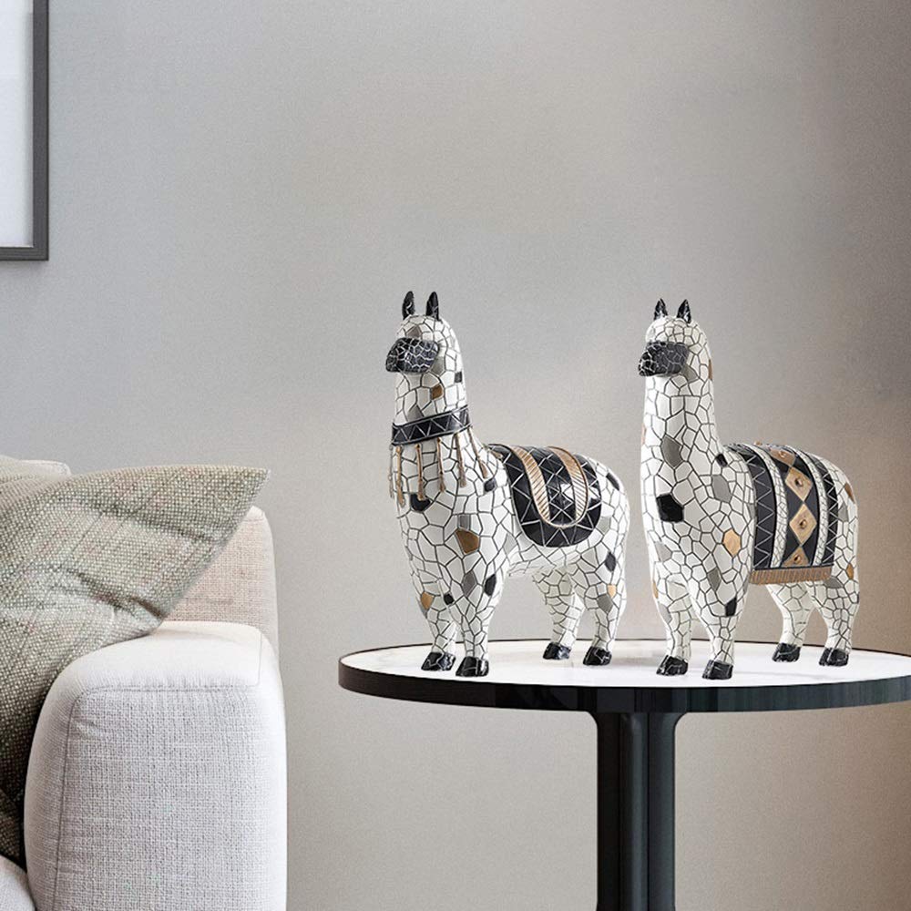 Regali di Nozze Mosaico Alpaca Figurine Statua degli Animali Ornamenti Artigianali Soggiorno Governo del Vino Mestieri (Color : B)