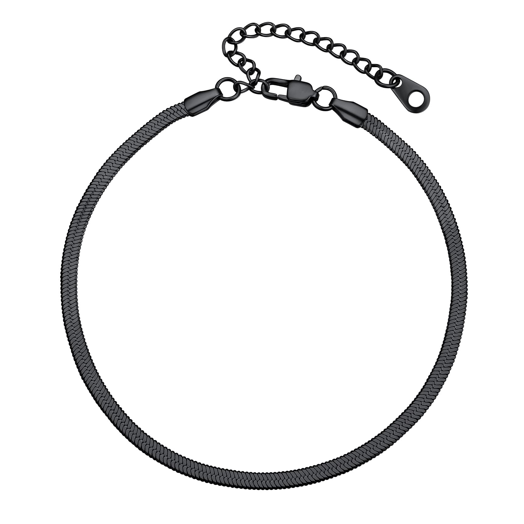 Bestyle Bracelet de Cheville Serpent Homme Femme Chaine Cheville 3MM/5MM Acier Inoxydable Argent/Or/Noir/Or Rose 22cm+5cm