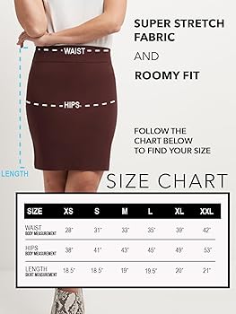 Rekucci Women's Ease Into Comfort Above The Knee Stretch Pencil