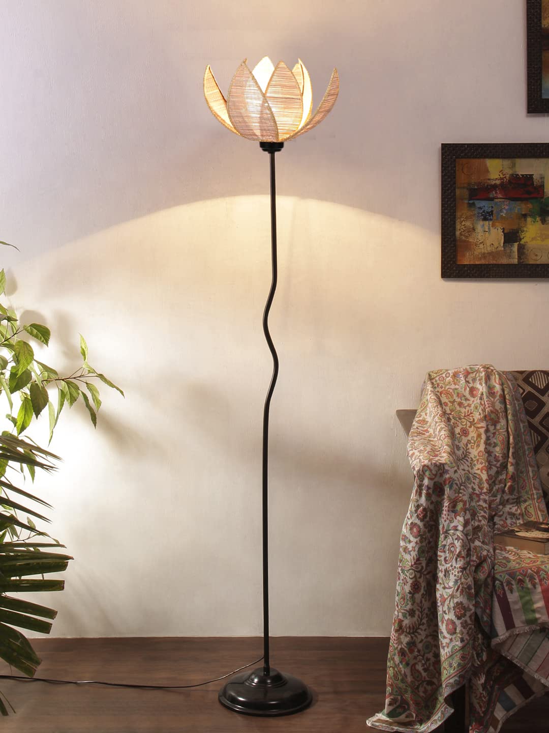 Devansh Beige Bamboo Shade with Iron Floor lamp(32)-image-36