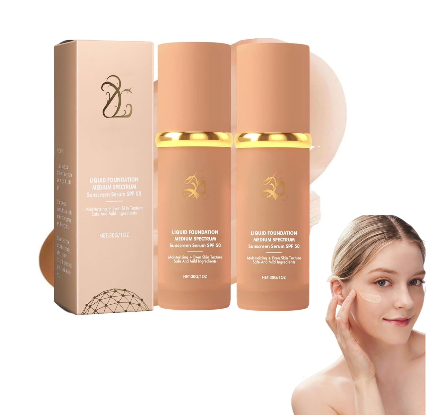 Infinite Love Maquillaje,Base De Maquillaje Que Cambia De Color SPF 50,Base Maquillaje Coreana,Base Maquillaje Antiedad,Duradera Para Corrector Antiedad Hidratante (2PCS)