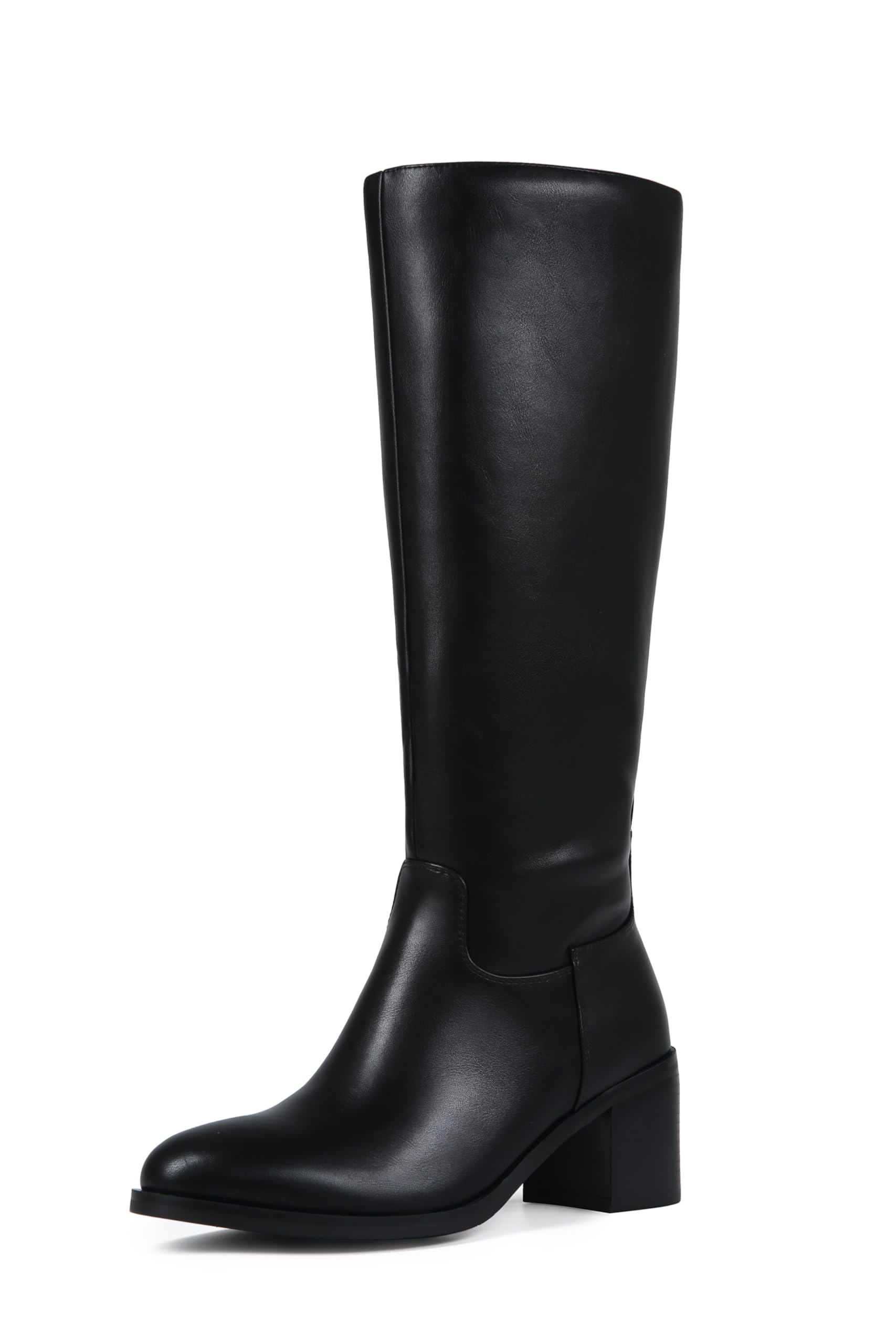 Boots for Women Wide Calf Boots Knee High Boots Women with Pointed Toe Almond Toe Chunky Block Heel