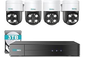 SOVMIKU 5MP PTZ Camera System: 300° Pan 90° Tilt Cat 5 Security Camera System