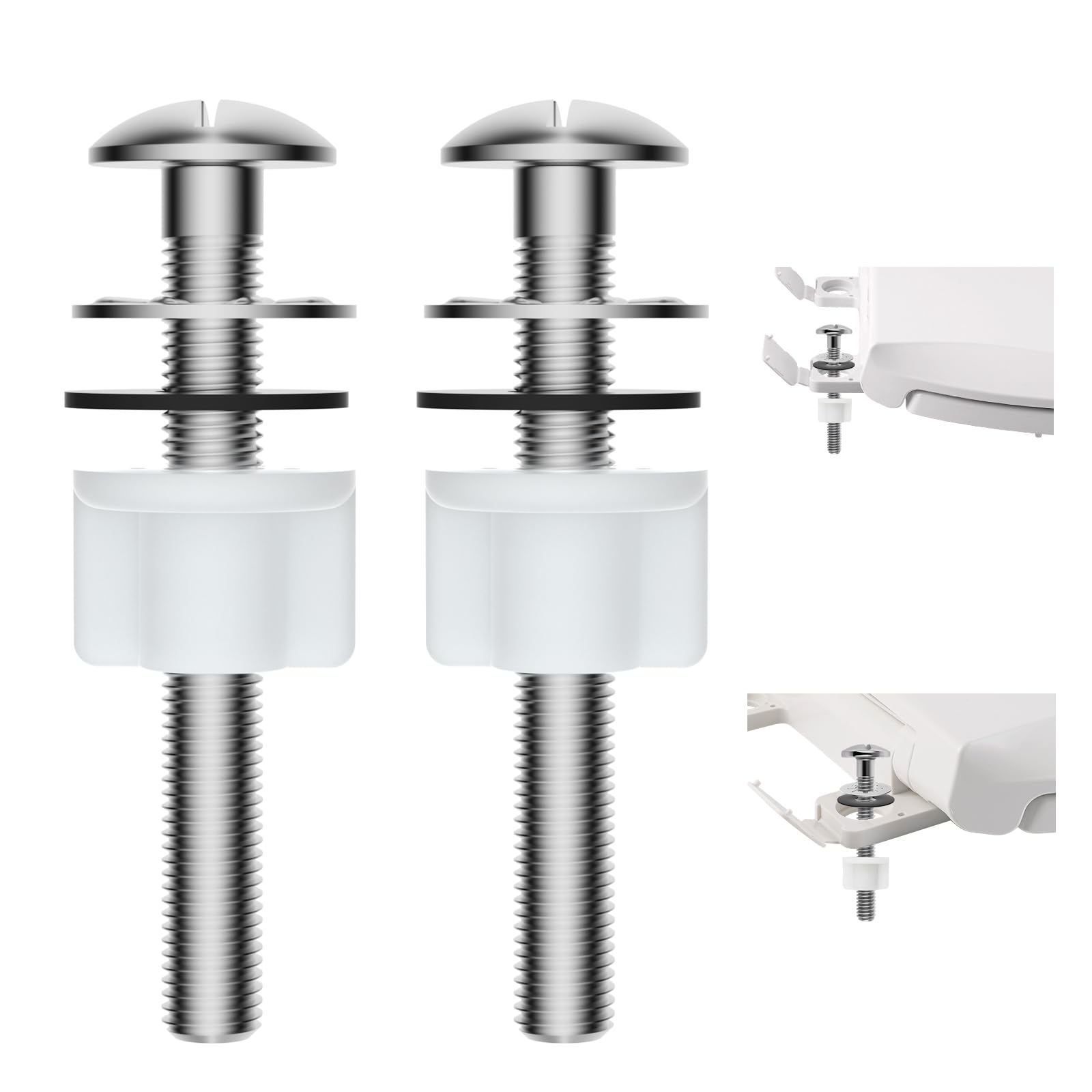 Hibbent 2 PCS Toilet Seat Bolt Kit, Stainless Steel Bolts with Plastic Nuts