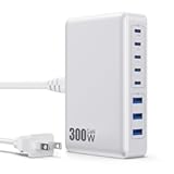 USB C Charger 300W USB C Charger Block 8-Ports GaN IV Fast Charging Station&comma;PD 100W Laptop Charging Hub Wall Charge Adapter Compatible with MacBook&sol;Air&comma;DELL&comma;Steam Desk&comma;iPhone 16&sol;15&sol;14&comma;Galaxy