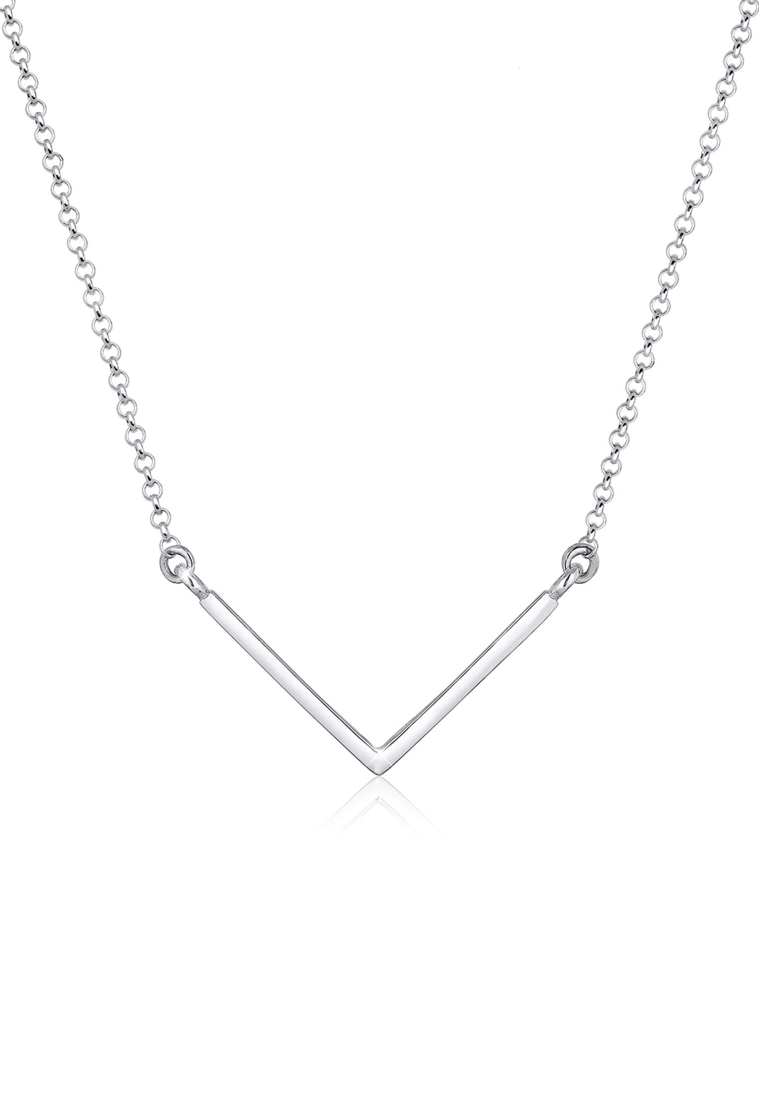 Elli Collana Donna Con Ciondolo Cerchio Geo Piastrine – Argento Sterling 925, Minimal - 2