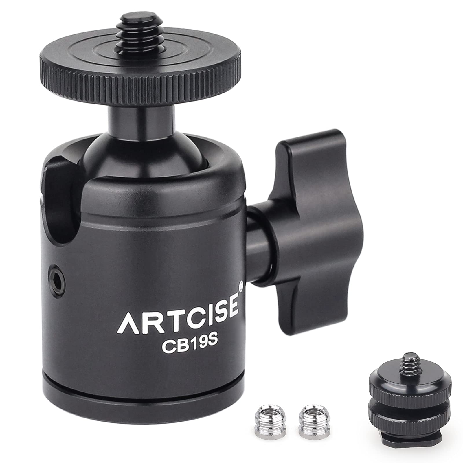 Low Profile Ball Head Unique 54mm Ball 360 Panoramic Tripod Head CNC Aluminium Alloy Metal Ball-Head Arca Swiss Quick Release Plate Max Loading 77lbs/35kg