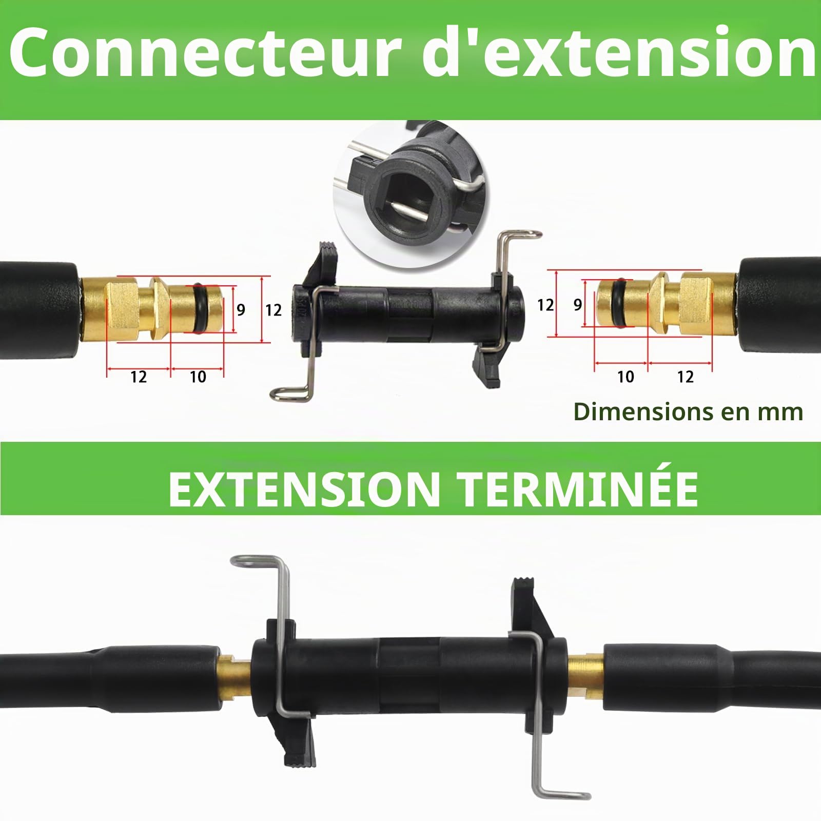 Tuyau de rechange super flexible pour nettoyeur haute pression - 10 m - 200 bar - Tuyau résistant aux torsions pour nettoyeur Kär-Cher K Series - Pour Kar-Cher K2-K7 - Connecteur rapide - Accessoires