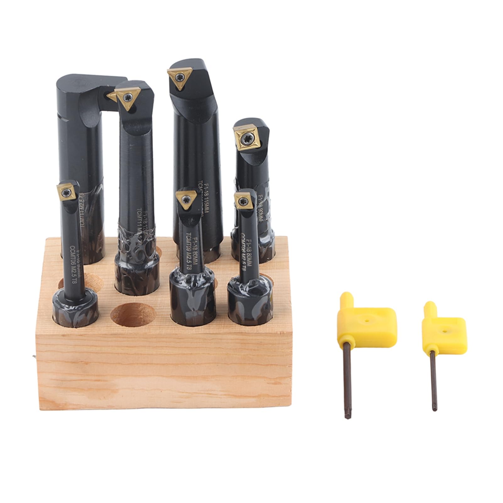 Marhynchus Ensemble d'outils d'alésage en Carbure cémenté 7 Pièces, Support de Barre Tournante Indexable à Tige Ronde, 18mm pour Tour et Aléseuse