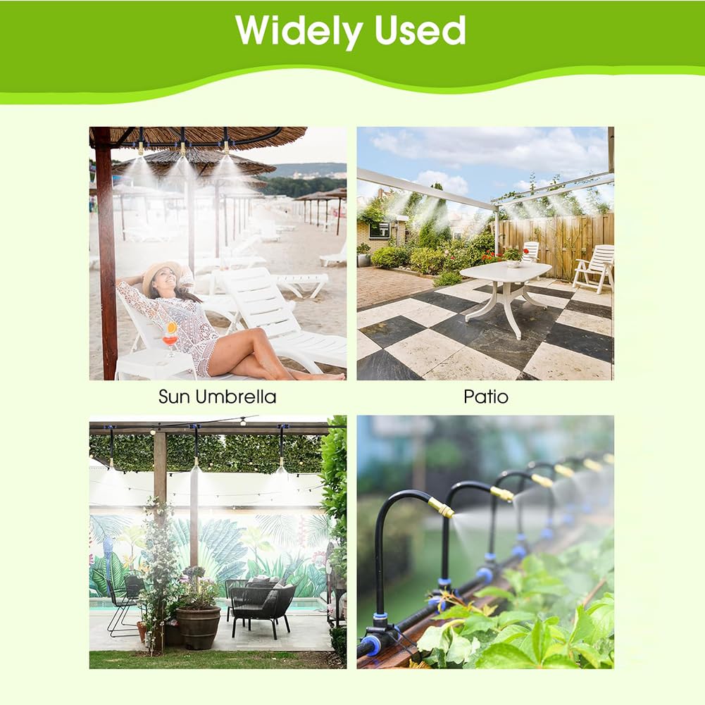 Sistema de riego automático con enfriamiento por pulverización, kit de manguera de agua para pulverización, patio exterior, jardín, invernadero, piscina, sistema de aspersores, boquilla atomizadora