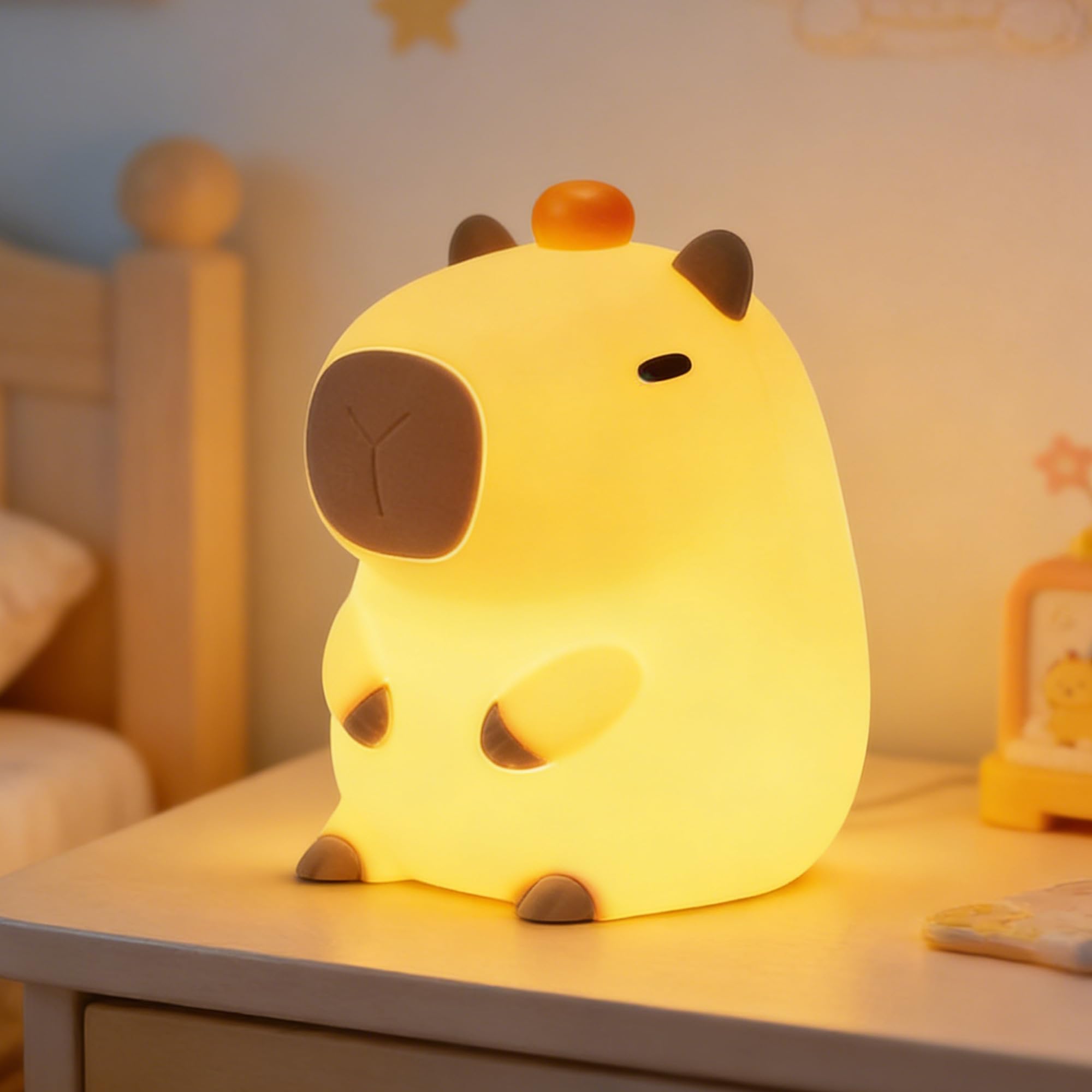 Capybara Night Light - Safe Squishy Silicone Kids Nursery Nightlight with Timer,Dimmable & Rechargeable Touch Bedside Lamp, Cute Capybara Gift for Boys Girls Toddlers, Baby & Kids Room Decor
