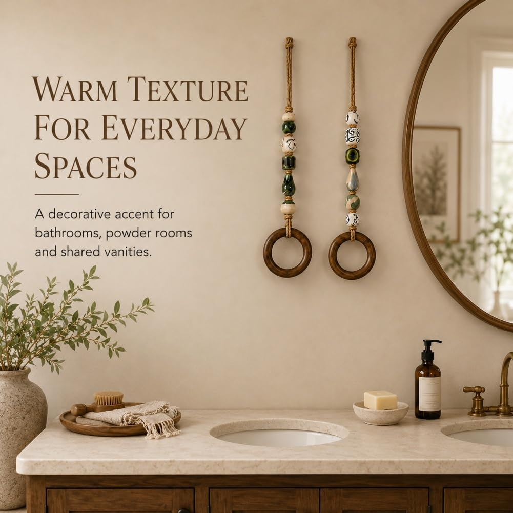 Appendiabiti decorativo con perline con anello in legno, A4PCS