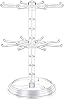 Keychain Display Stand 2 Tier Necklace Holder Necklace Rack Rotating Jewelry Display Plastic Counter Jewelry Holder for Malls Dressing Table Clear