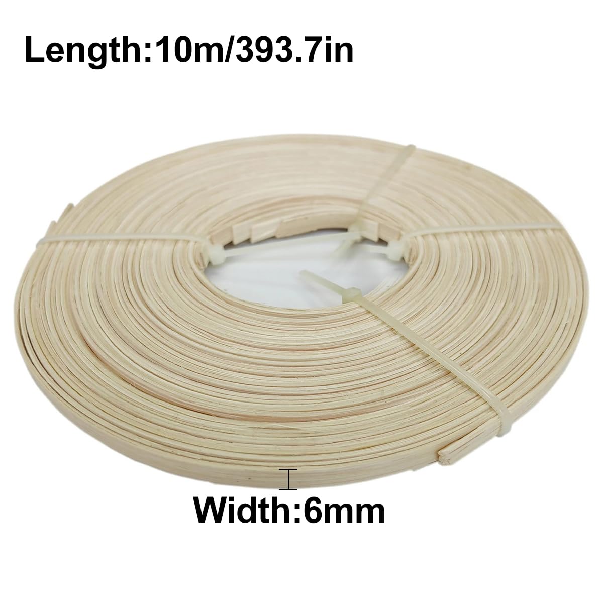 Caña Plana Fina De 6mm, 10m/Rollo, Caña De Ratán Real Indonesio Natural para Cestería Y Reparación De Muebles De Mimbre