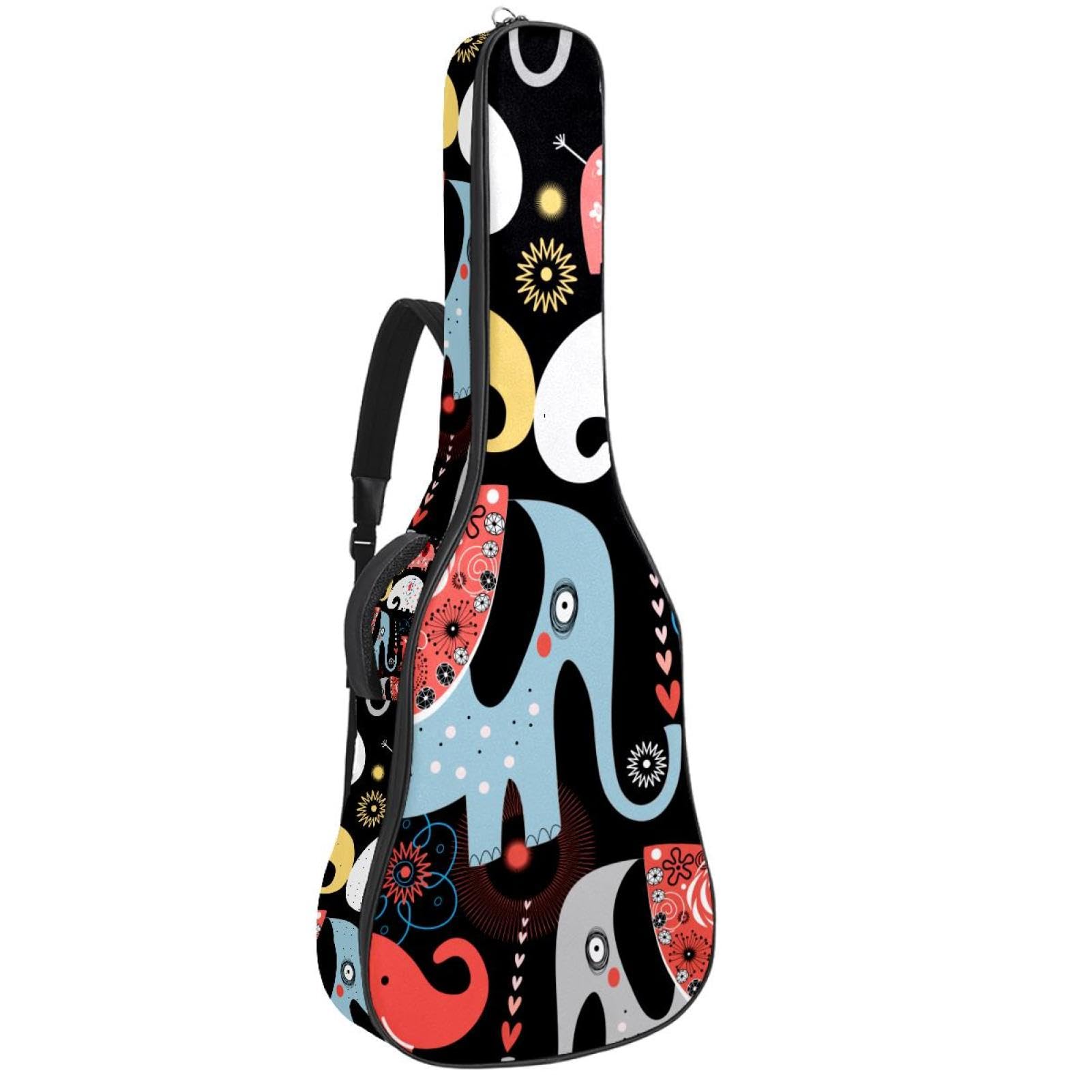 Torba na gitarę akustyczną wodoodporny plecak na gitarę grubo miękki wyściełany słoń klasyczna obudowa na gitarę, wielobarwny, 42.9x16.9x4.7 in, Organizer do torby